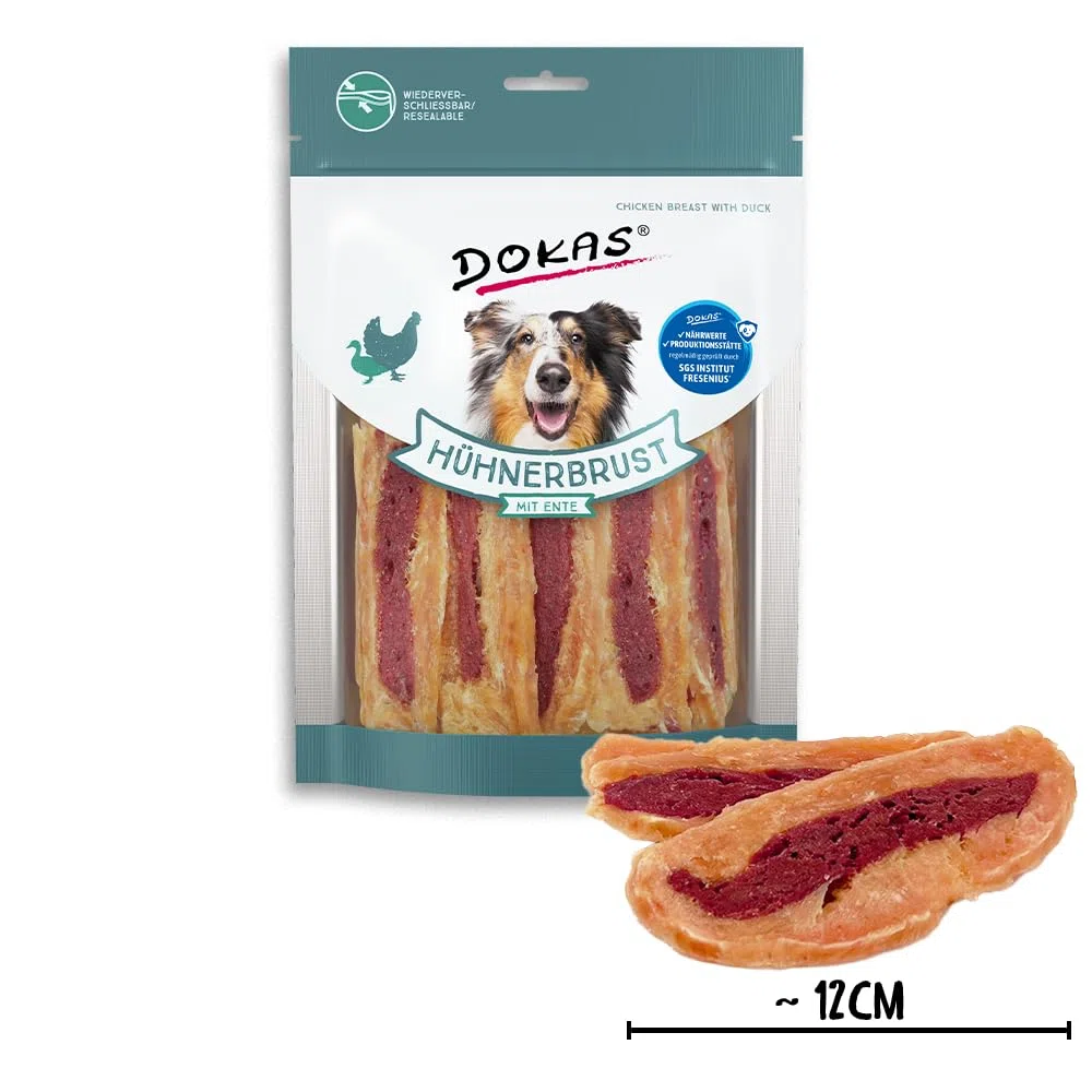 DOKAS Snack Premium sin Cereales con pezuña de Pollo para Perros, Ideal para Entretiempo.