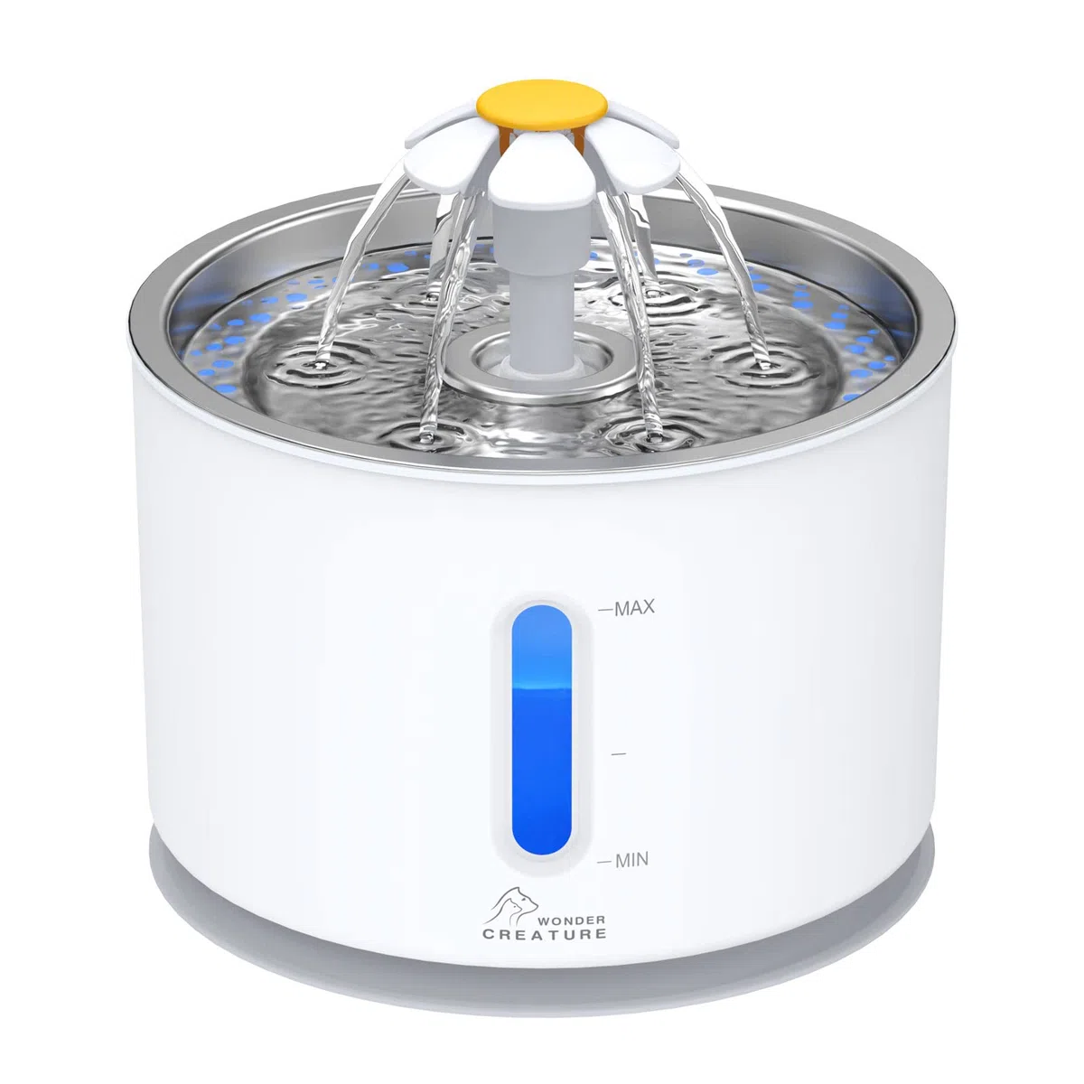 Fuente de agua para gatos, fuente de agua de acero inoxidable, dispensador de agua para gatos de 2,4 L con 3 filtros de repuesto y cepillos de limpieza, ventana de nivel de agua ultra silenciosa con
