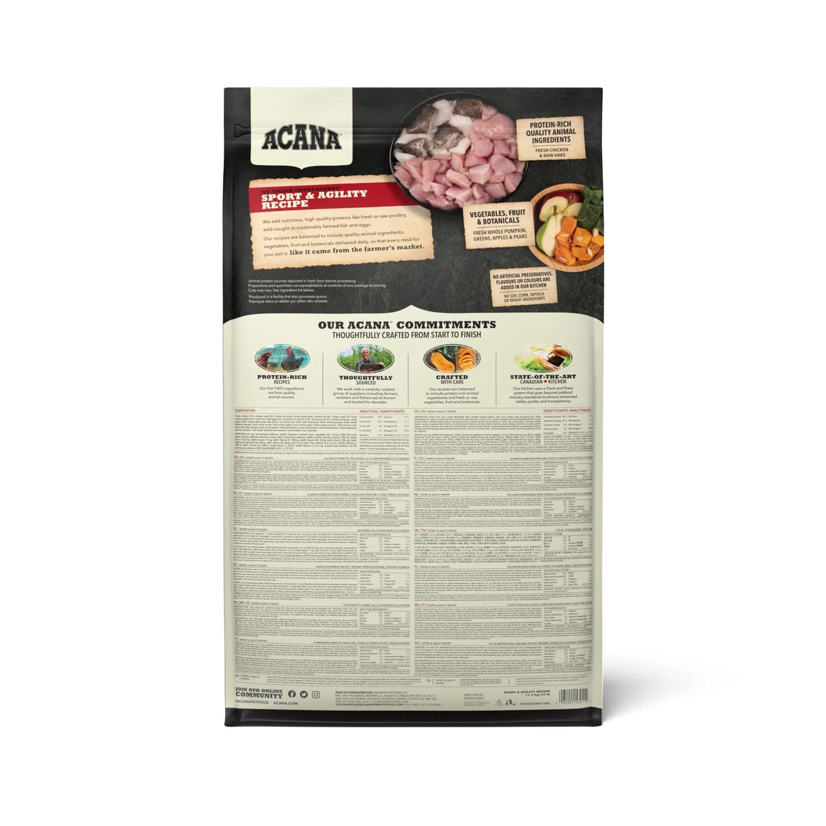 Acana Sport & Agility, Comida para Perros, Ingredientes Frescos, un saco, 11400 gr