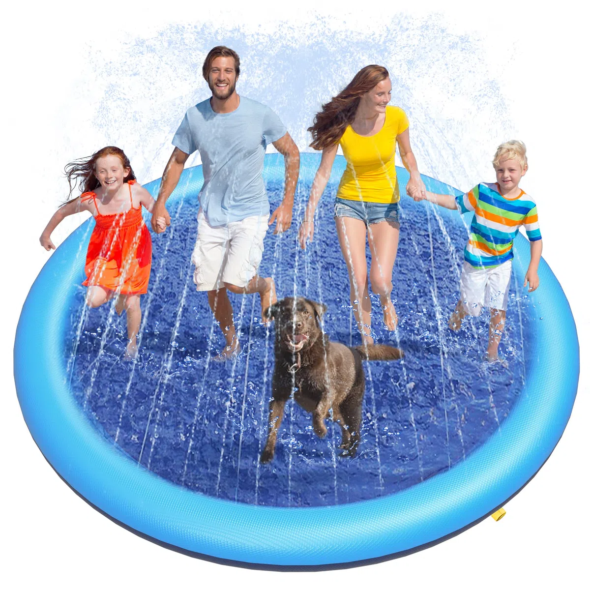 Peteast Piscina Perros, Piscina de chorros para Perros, Mascotas,Juguetes de Agua de Verano (de150cm) (220cm, Blue)