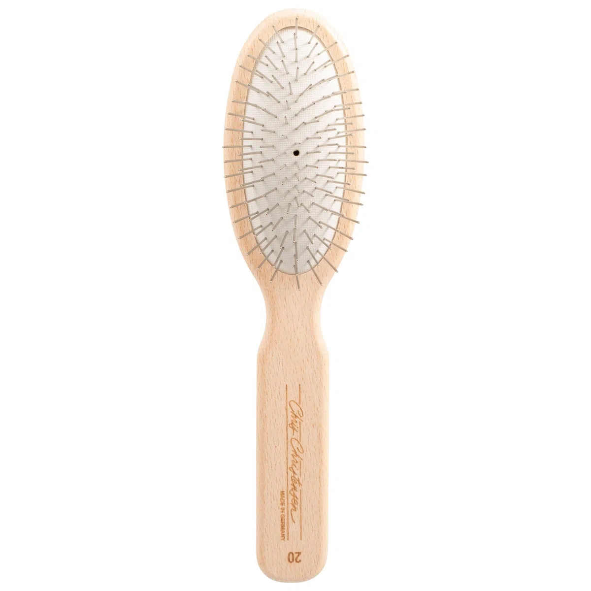 Chris Christensen Cepillo para Perro, Cepillo Ovalado de 20 mm, Serie Original, Groom Like a Professional, pasadores de Acero Inoxidable, Cuerpo de Madera de Haya Ligera, Puntas pulidas y pulidas