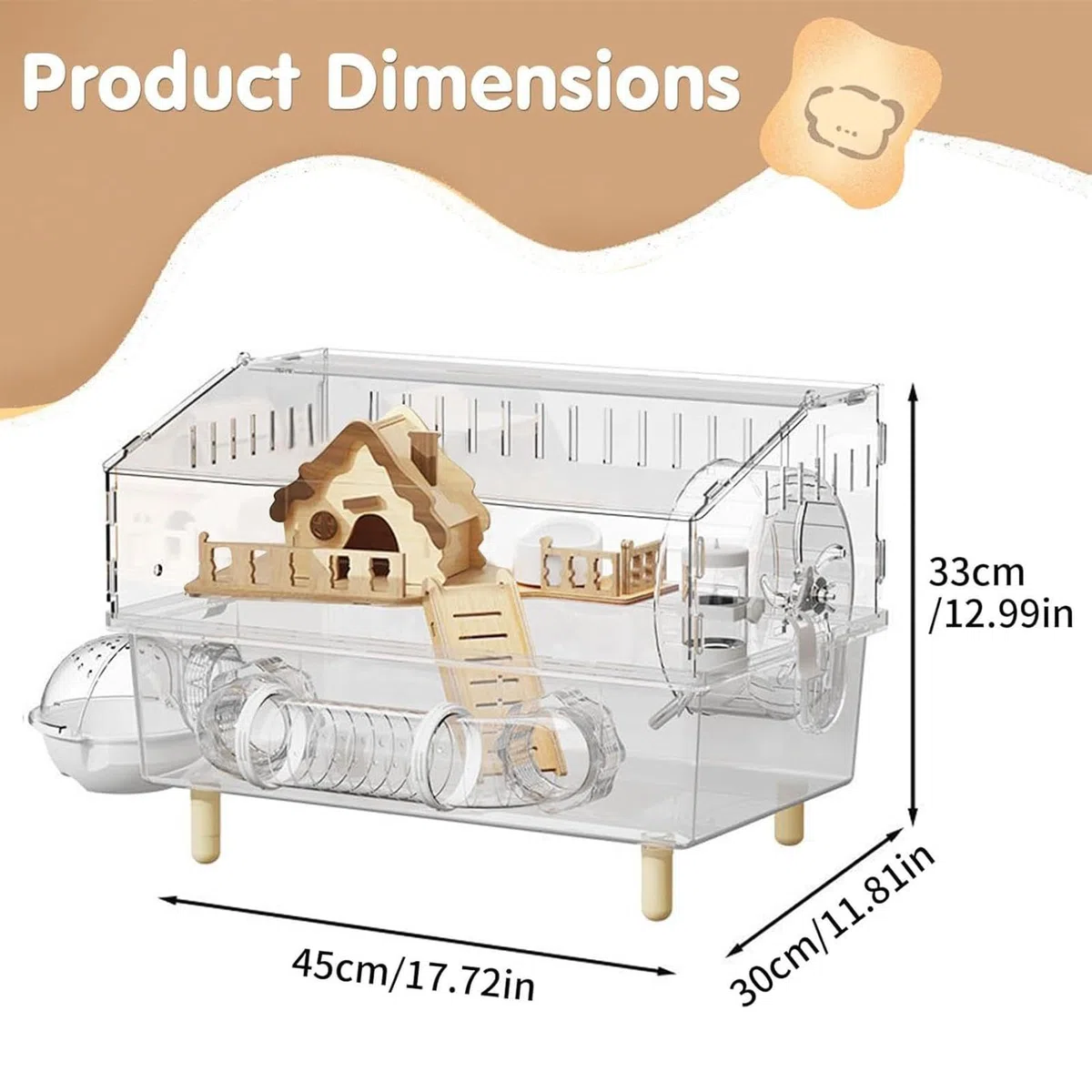 Jaula Grande para Hámster Estructura de Acrílico Transparente con 2 Niveles | Recinto para Roedores En Hogar, Jardín, Tienda De Mascotas, Interior Y Exterior