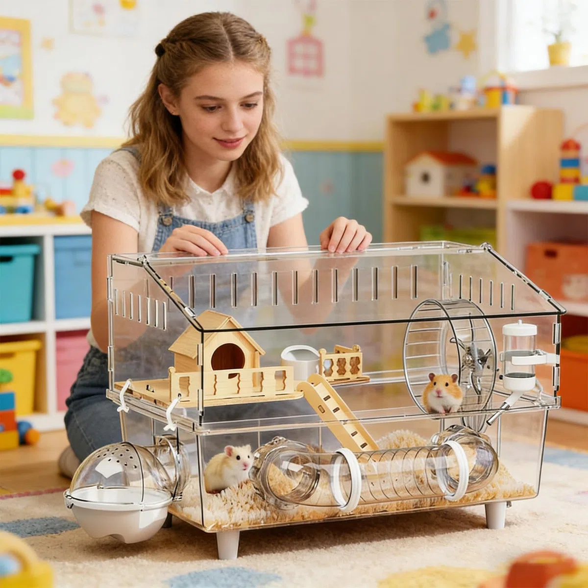 Jaulas para Hámsteres,Transportín de Acrílico Desmontable para Mascotas 45 x 30 x 34.5 cm - Jaula para Roedores | para Interior y Exterior, Pequeños Animales