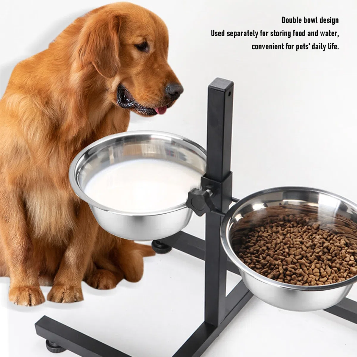 Zerodis Suministros para Perros Soporte para Comedero de Ajustable con Diseño Estable Estación de Alimentación para Mascotas de Pie Soporte para Cuenco para Perros de Acero Inoxidable de Gran