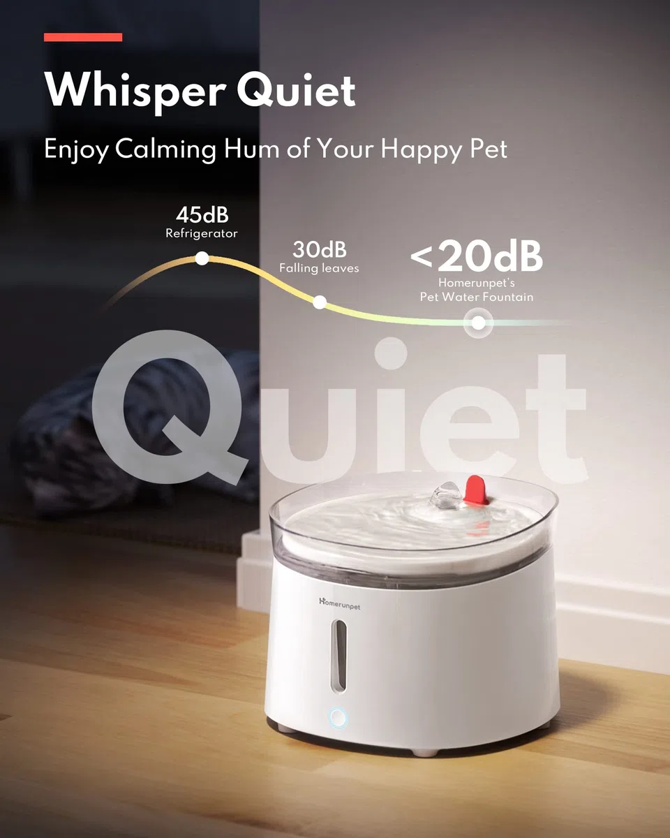 Homerunpet Fuente de Agua para Gatos y Perros con Bandeja de Porcelana y Bomba Autolimpiante Inalámbrica, Ultra Silenciosa, Fácil de Limpiar y Montar, Luz LED Inteligente, 2L