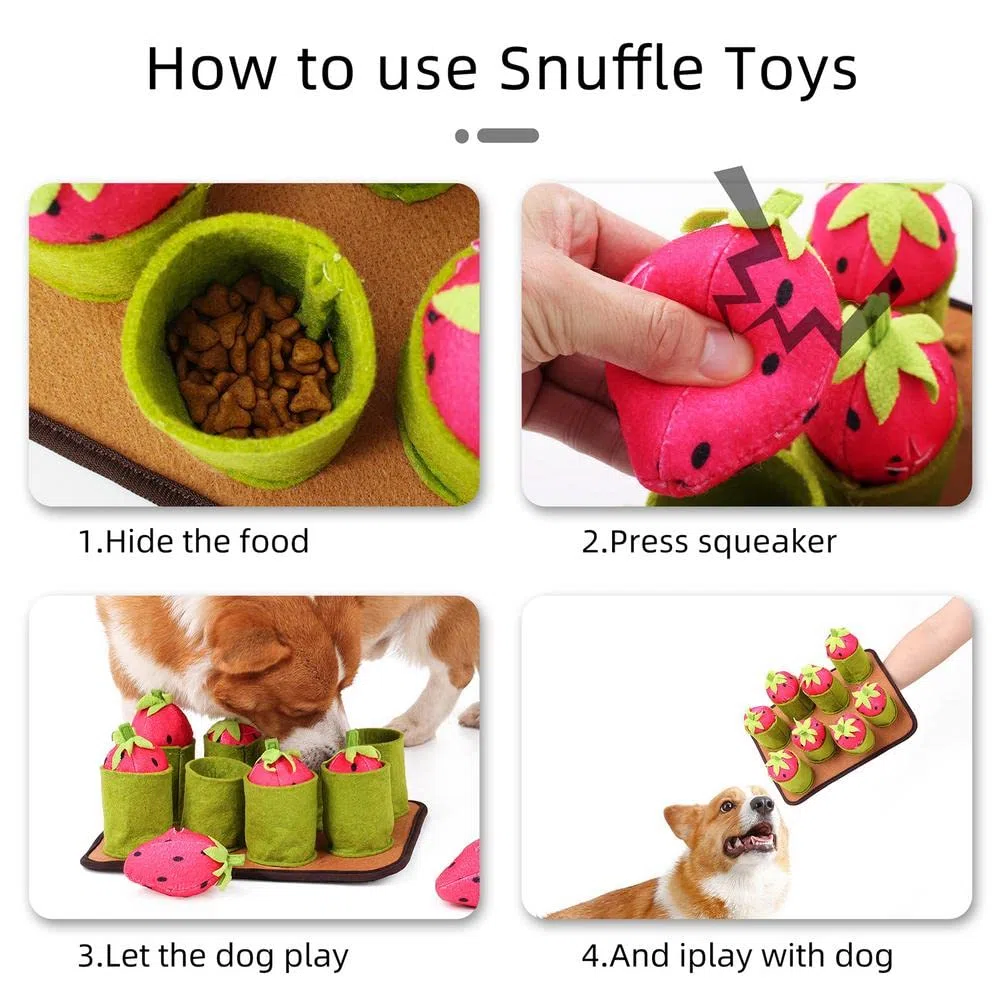 Almohadilla De Trabajo para Alimentación De Nariz De Fresa para Perros Y Mascotas, Juguete Educativo Interactivo para Perros Lento Y