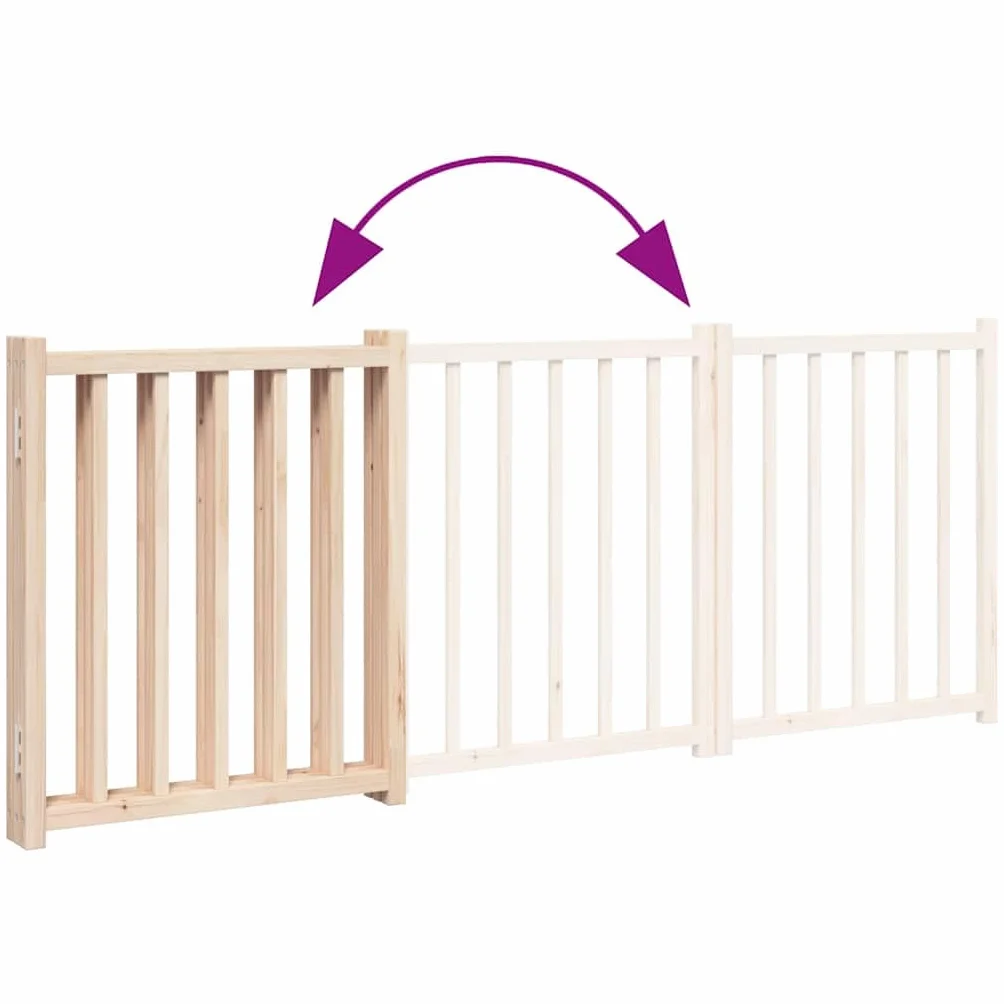 Puerta plegable para perros de madera maciza de abeto de 150 cm de ancho, independiente, plegable, ideal como barrera para vivienda, jardín, interior, protección segura para perros y cachorros