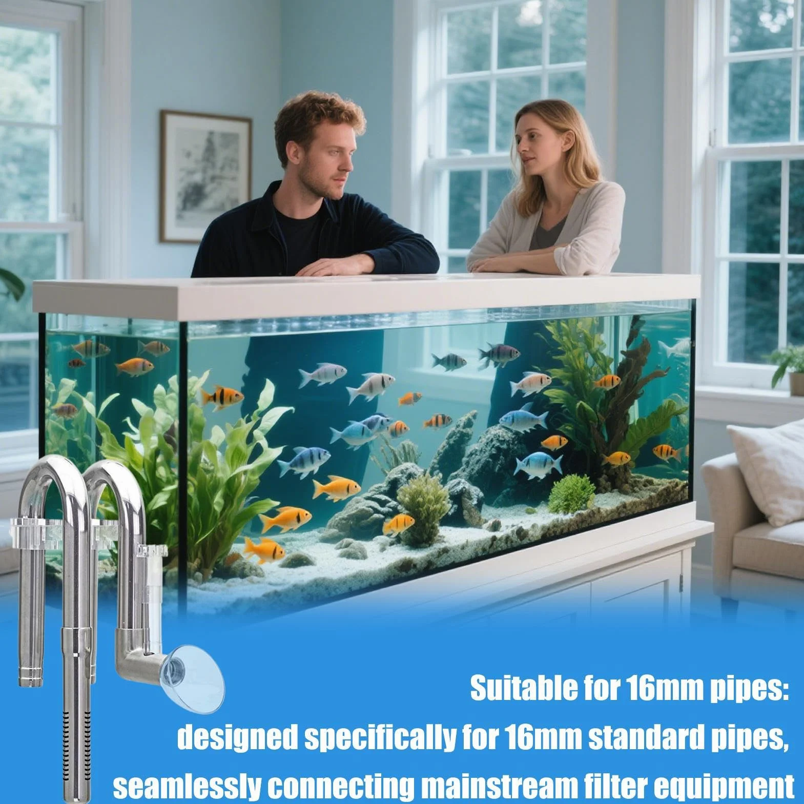 Tubería Skimmer Acuario Tubos Ajustables Acero Inoxidable Alta Resistencia