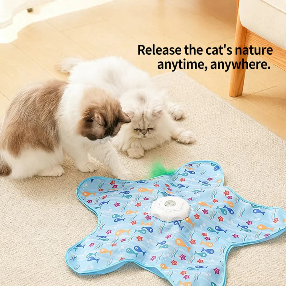 Juguete automático para gatos de interior, plato de juego de caza para esconderse, juguetes interactivos recargables para gatos, plumas ocultas móviles, juguetes de ejercicio duraderos para