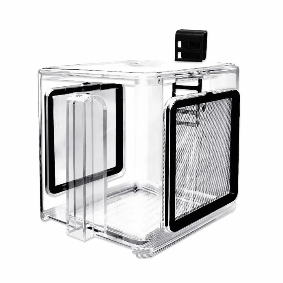 Caja de cría de peces, caja de aislamiento de peces de acrílico, tanque de crianza colgante para acuario de agua dulce de mar