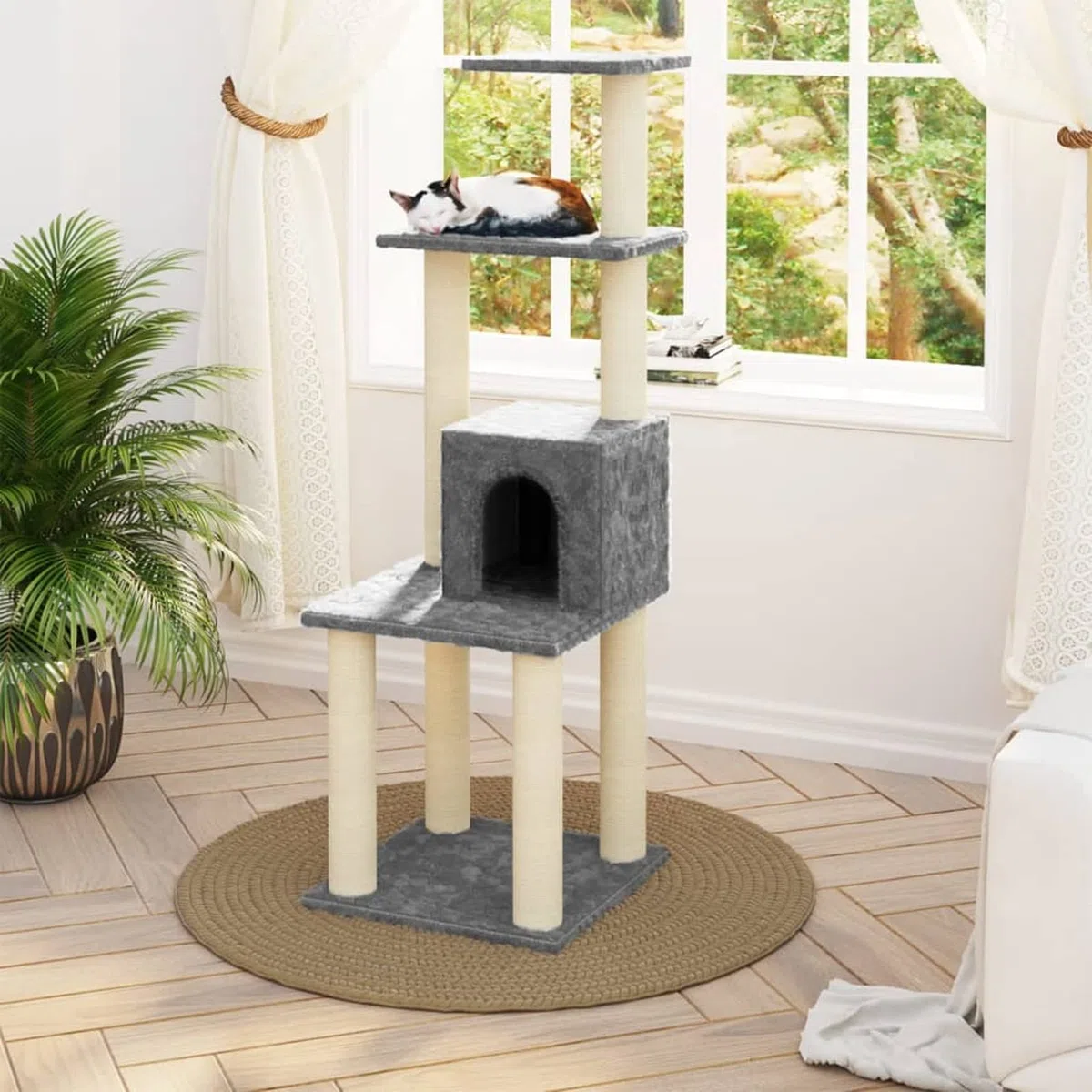 Rascador para Gatos con Postes de sisal, XIAOGUANG Arbol para Gatos, Gatos Accesorios, Arranhador para Gatos, Arbol Rascador Gatos, Gris Claro 105 cm