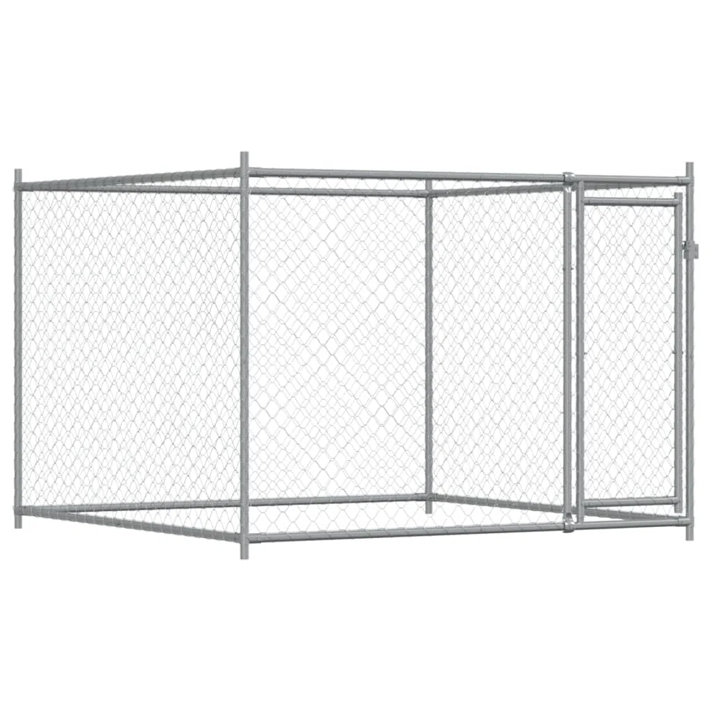 Perrera para perros de acero galvanizado con puerta, 8 x 2 x 1,5 m, para exteriores con rejilla, cercado para cachorros y perros, protección y seguridad en el jardín, patio o terraza