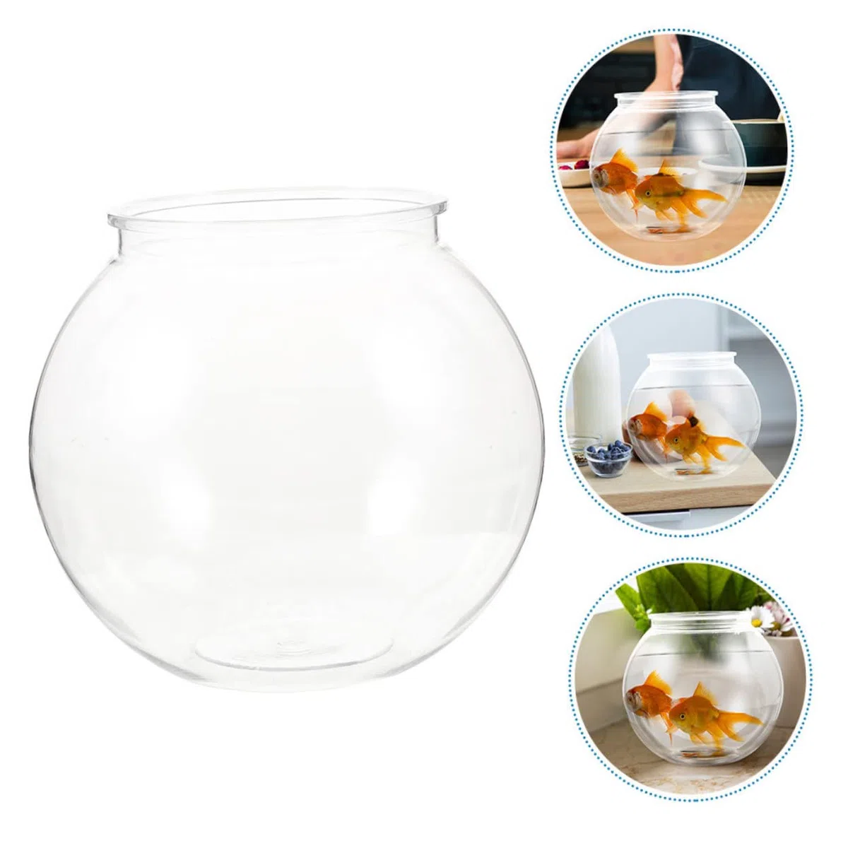 Toyvian Acuario Redondo Transparente Pequeño para Peces Pecera Decorativa de Plástico Resistente Pecera de Escritorio para Decoración de y Oficina