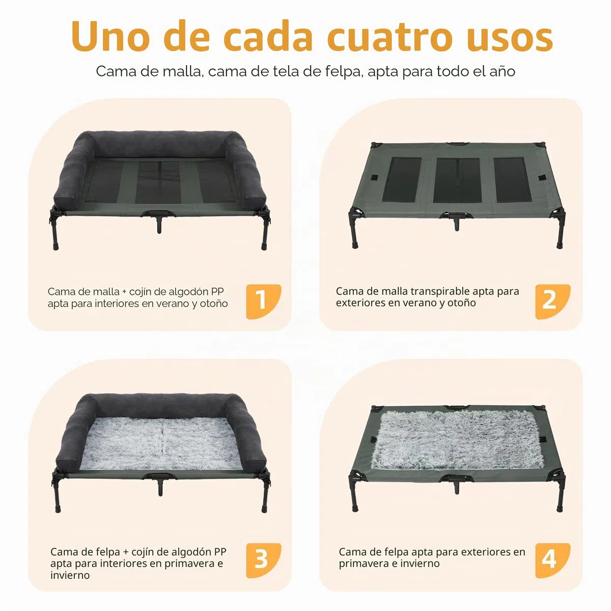 BingoPaw Cama Elevada Perro Grande XXL, Camas para Perros Grandes Elevadas Transpirable 110x80x18 cm Caseta Hamaca Perro Exterior con Borde de Cojín elevada y Manta de Felpa,Ideal para Todo el Año | Cama elevada para perros con borde, 110 x 80 x 18 cm
