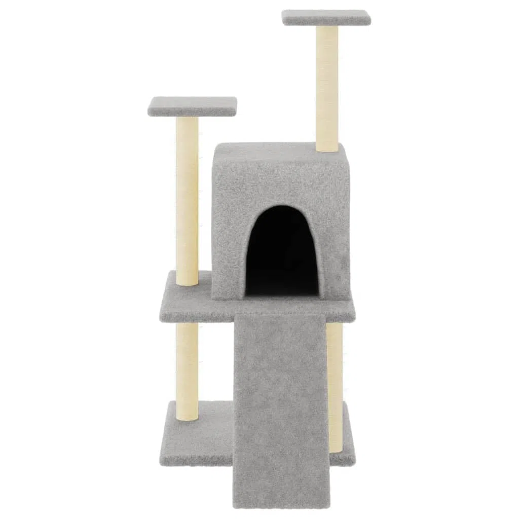 Rascador para Gatos con Postes de sisal Gris Claro 110 cm, ZEYUAN Rascador Gato, Arbol Rascador para Gatos, Gatos Accesorios, Torre Gatos, Arranhador para Gatos, Casa para Gatos