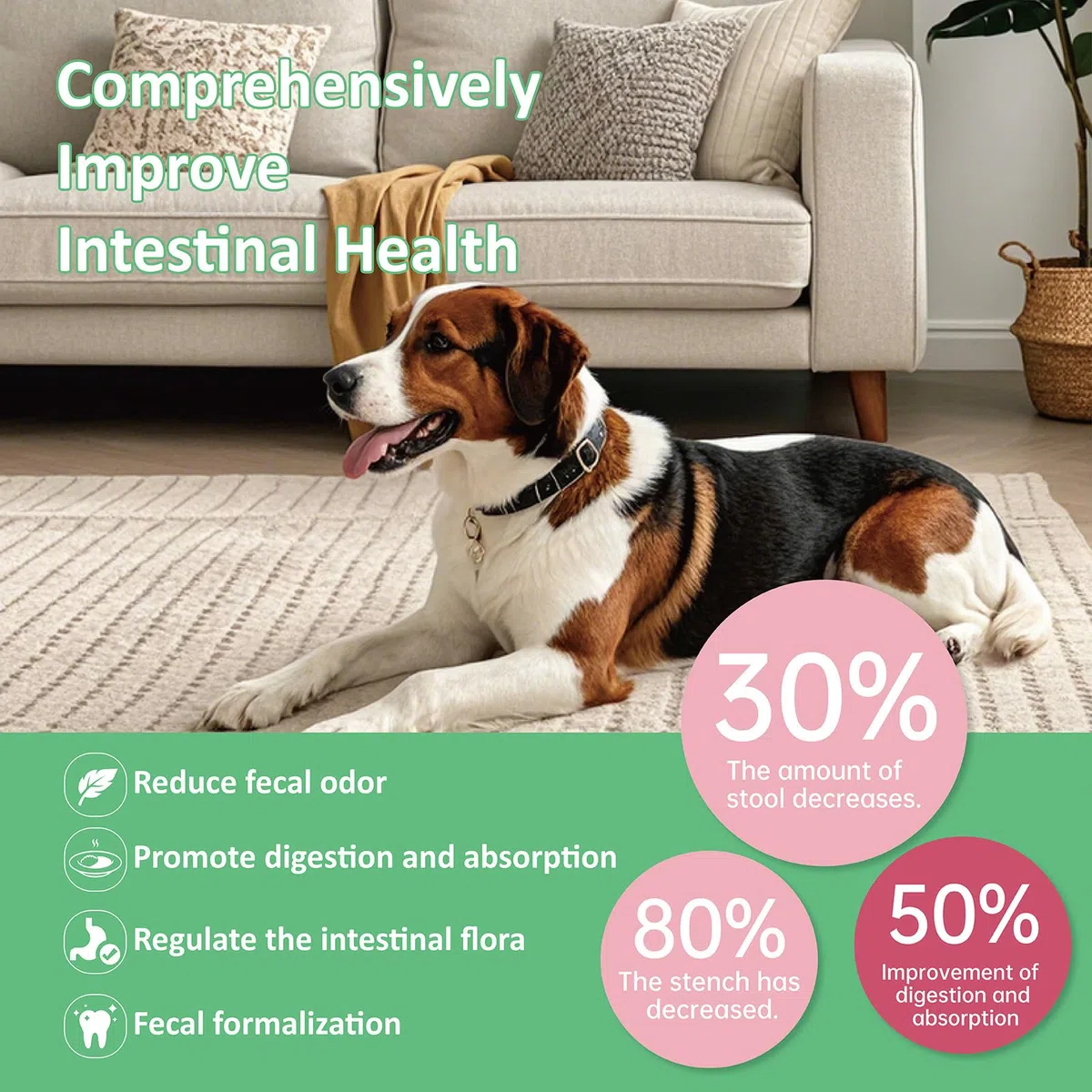 Masticables sin caca para perros, 120 unidades, sabor a pollo, disuasorio para la coprofagia y las heces con probióticos, enzimas digestivas y ayuda para la respiración, deja de comer caca