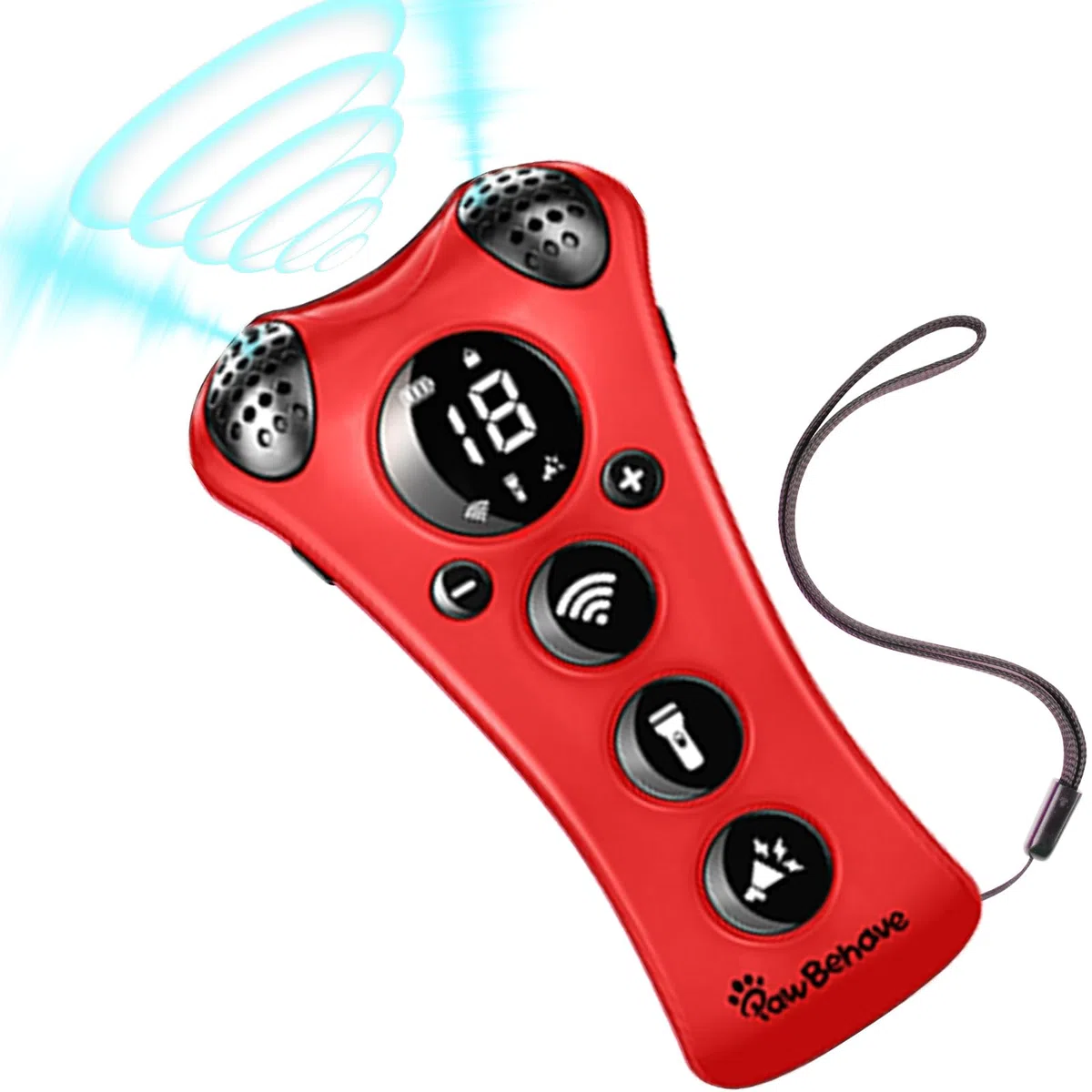 PawBehave Entrenador ultrasónico ajustable para perros, el primer corrector de comportamiento de mascotas de frecuencia variable del mundo con 10 niveles de ultrasonido, 18 silbatos para perros