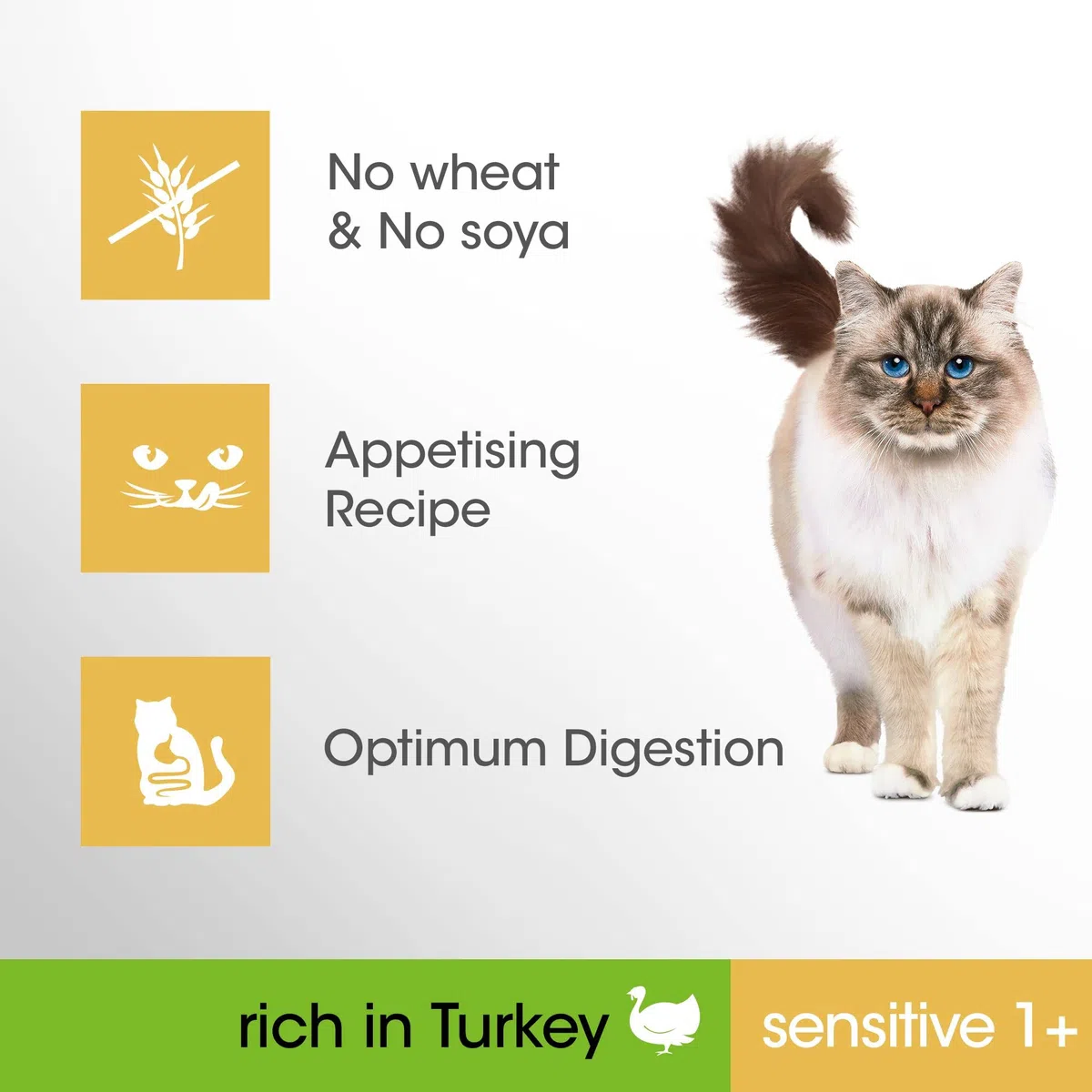 Perfect Fit Comida Seca para Gatos Sensitive 1+ Rica en Pavo, 7 kg (1 Bolsa) – Comida Premium para Gatos Adultos sensibles a Partir de 1 año, sin Trigo ni Soja, para apoyar la digestión