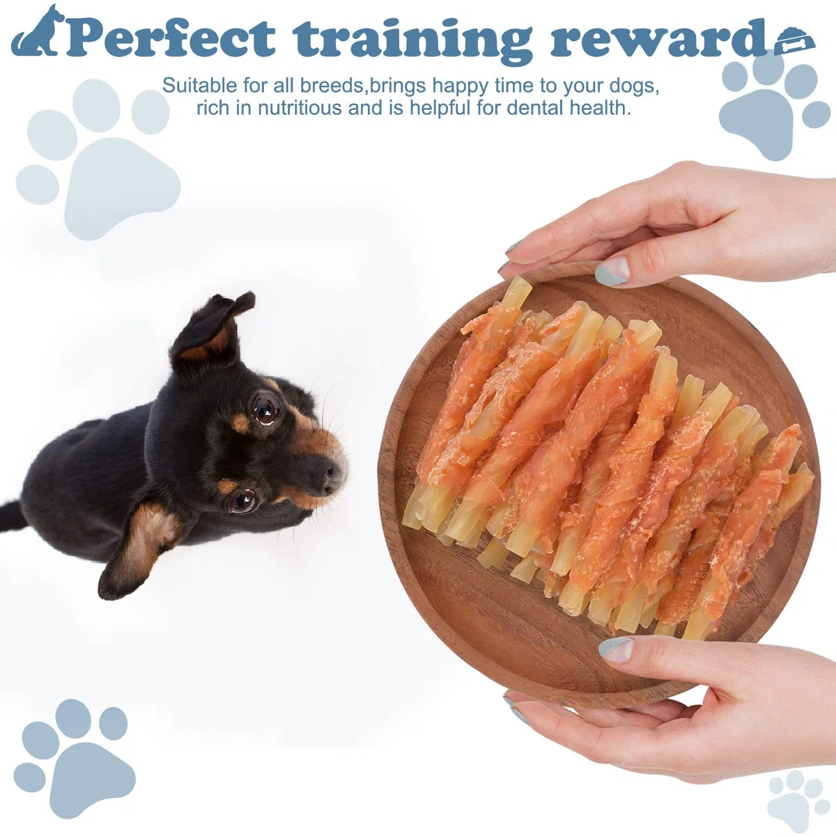 Entrenamiento de Cachorros Aperitivos Masticables para Perros Trata Pollo Envuelto Palitos de Pescado 0.5lb/227g