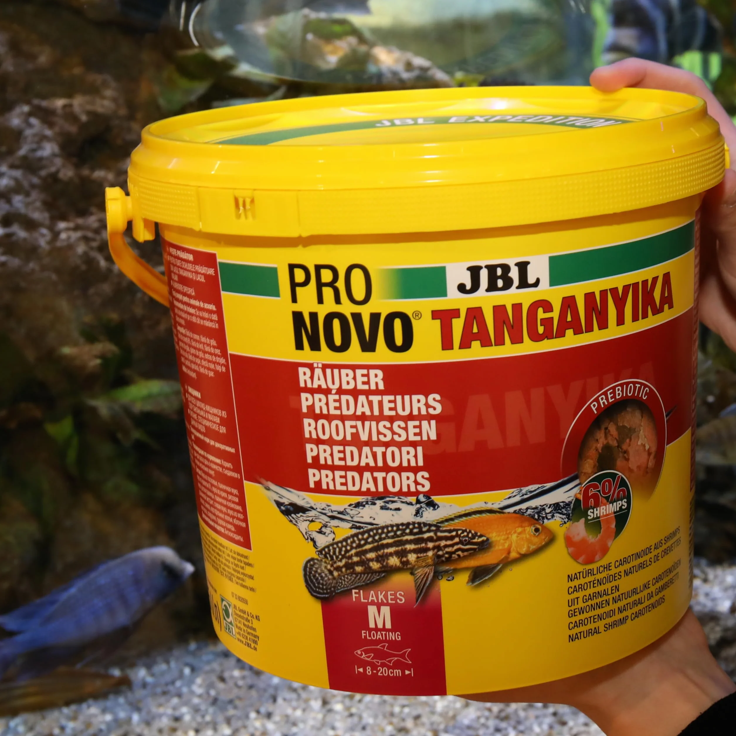 JBL PRONOVO TANGANYIKA Flakes, alimento Principal para Todos los cíclidos de 8-20 cm, Copos de Comida para Peces, Talla M, 5500 ml
