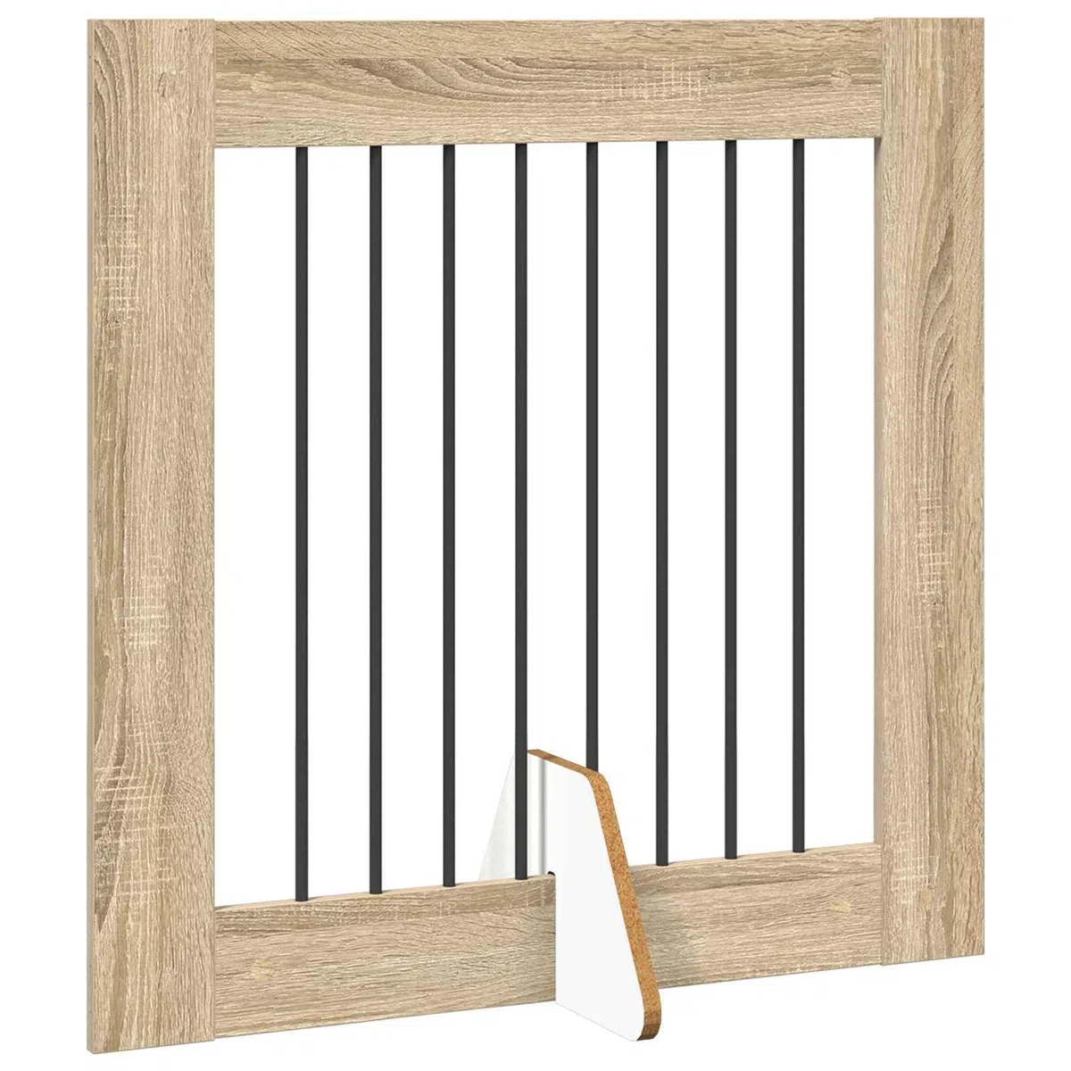 Puerta para perros con soporte, 4 piezas de roble Sonoma, plegable, 80 x 80 cm, vallas de metal para perros, para interior modular, parque de paseo, protección y seguridad para cachorros y