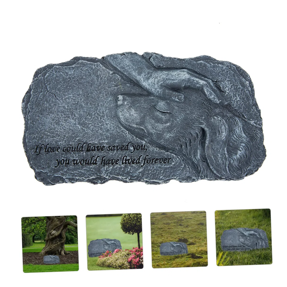 Lápida de Resina para Mascotas Diseño de Ángel, Estatua Conmemorativa para Jardín y Hogar, Soporte Estable y Espacio para Foto, Adecuado para Lugar de Descanso Final