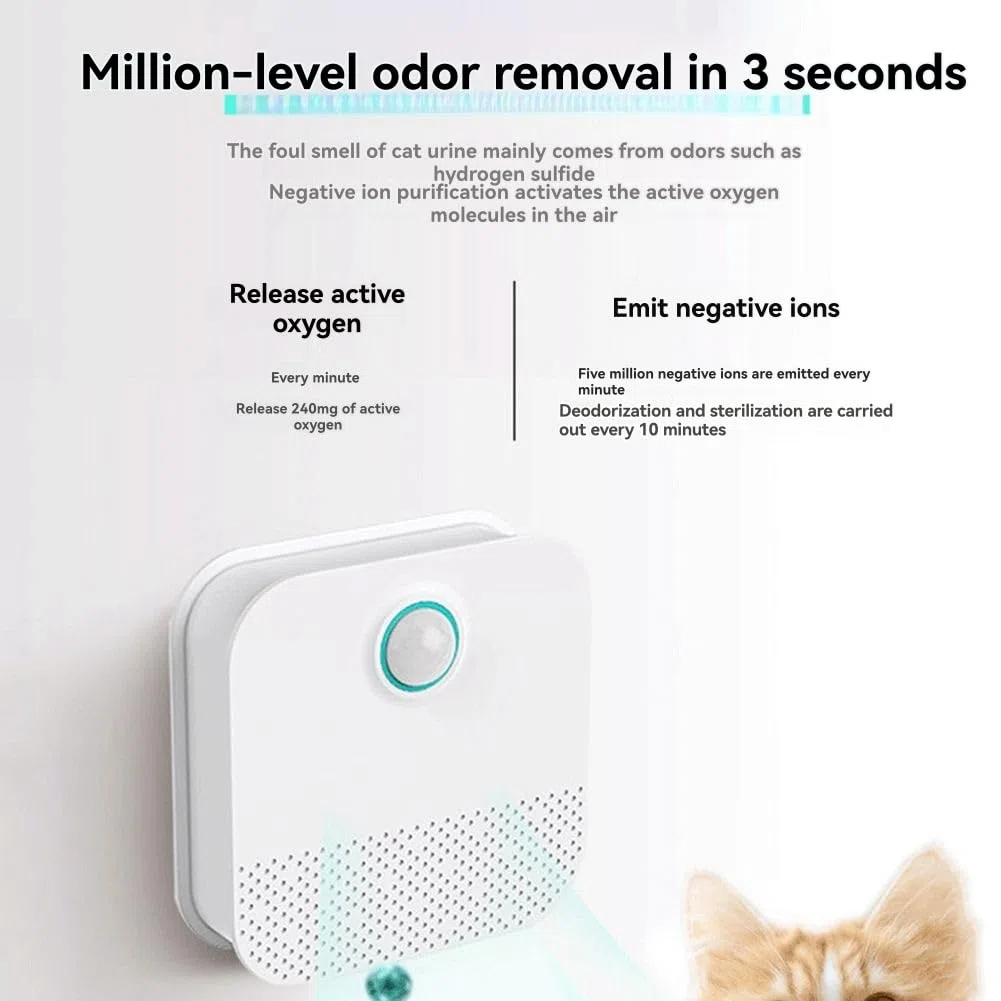 Desodorante Inteligente Inalámbrico para Caja de de Gatos, Eliminador de Olores para Mascotas, Desodorante para de Perros y Gatos.