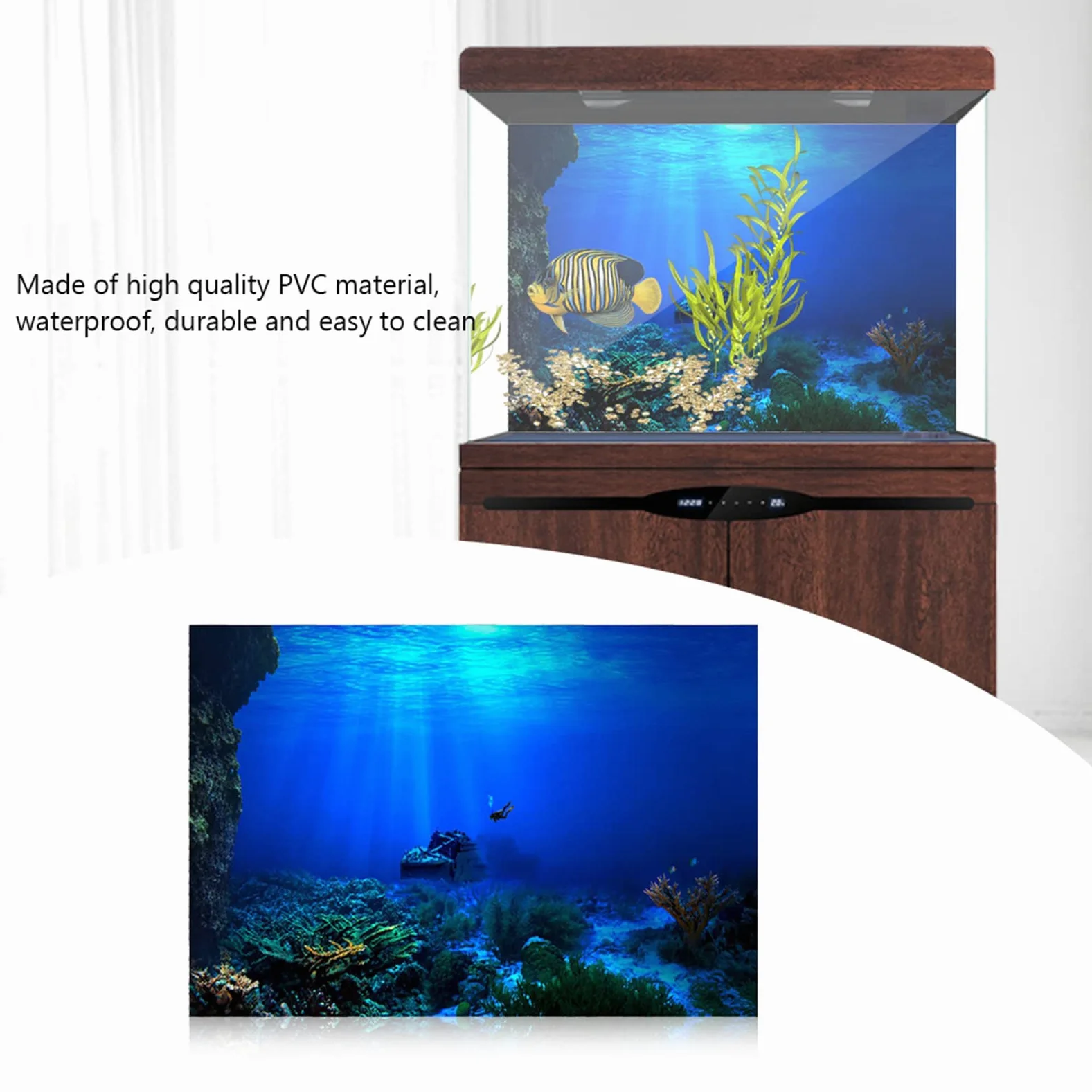 Póster Adhesivo para Pecera Seaworld, Resistente Al Agua, Duradero, Fácil de Limpiar, Pegatina Decorativa para Acuario para un Aura Hermosa (122 * 61cm)