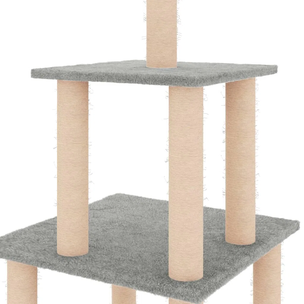 ShGaxin Rascador para Gatos con Postes de sisal Gris Claro 111 cm, Rascador Gato, Arbol Rascador para Gatos, Gatos Accesorios, Torre Gatos, Arranhador para Gatos, Casa para Gatos