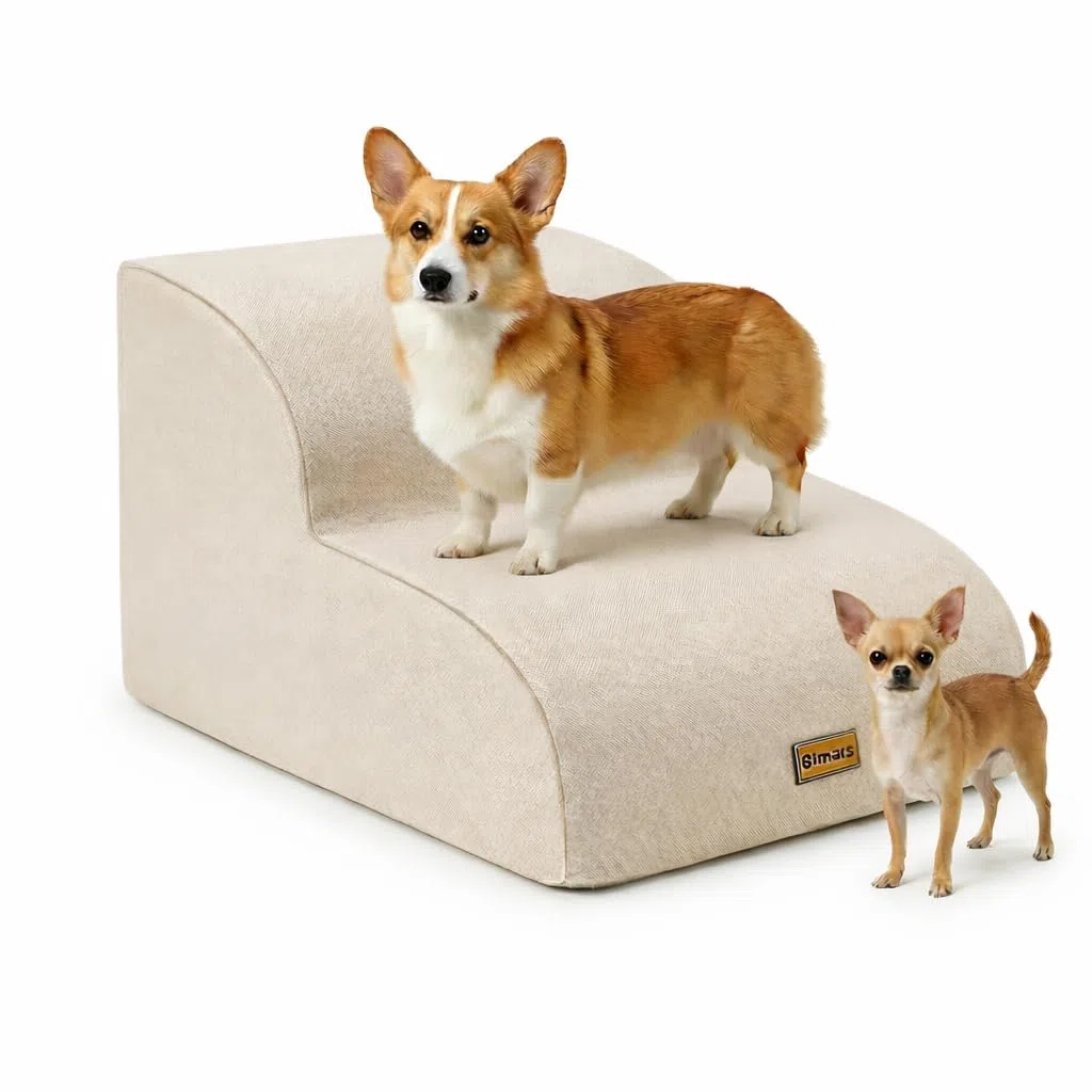 Gimars Escaleras para Perros de 2 peldaños Beige