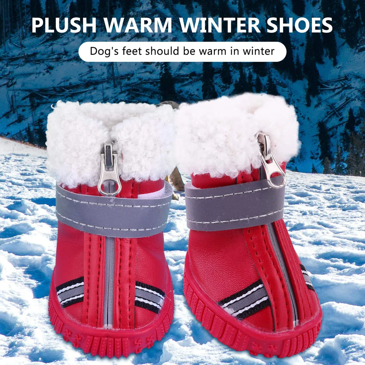Mipcase 8 Botines Protectores Encantadores Antideslizantes de Goma Antigrandes Y Cálidos con Pequeños Zapatos Rojos Botas-Cubiertas Gruesas Pata Antideslizante Antideslizante