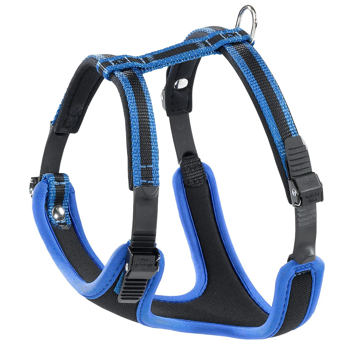 Ferplast Arnés para Perros medianos ERGOCOMFORT, Ajustable, cómodo, Acolchado, de fácil colocación y extracción, Talla M, máximo 30 kg. Azul.