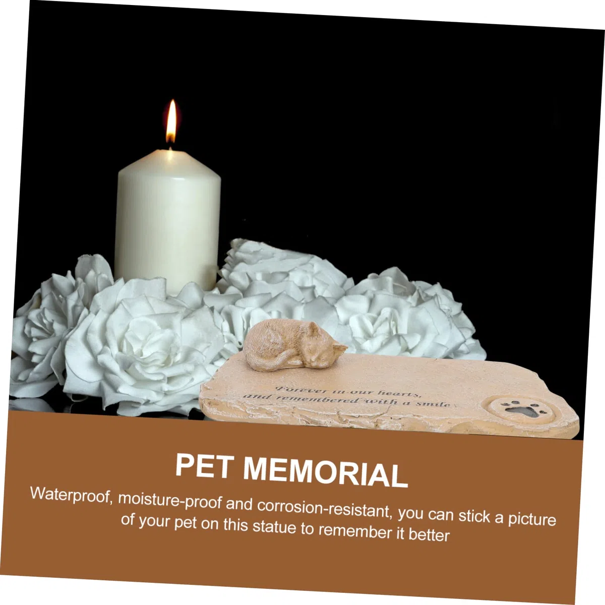 POPETPOP Lápida Conmemorativa de Gato y Perro Diseño de Gatito en Resina