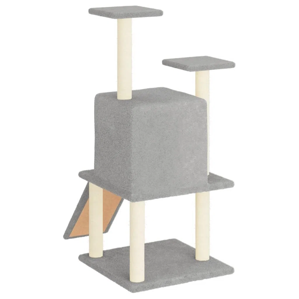 Rascador para Gatos con Postes de sisal Gris Claro 110 cm, ZEYUAN Rascador Gato, Arbol Rascador para Gatos, Gatos Accesorios, Torre Gatos, Arranhador para Gatos, Casa para Gatos