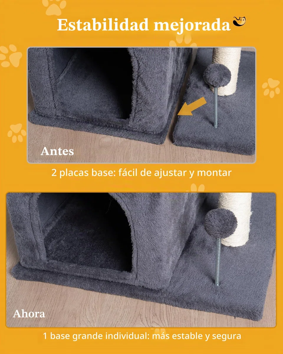 Aechonow Árbol para Gato Adulto Grande, Plataforma Grande, 61cm Escalador Torre, Sisal Poste de Rasguño, 2 Perreras de Interior de la Casa para Gatito Pequeño y Mediano, Gris Oscuro