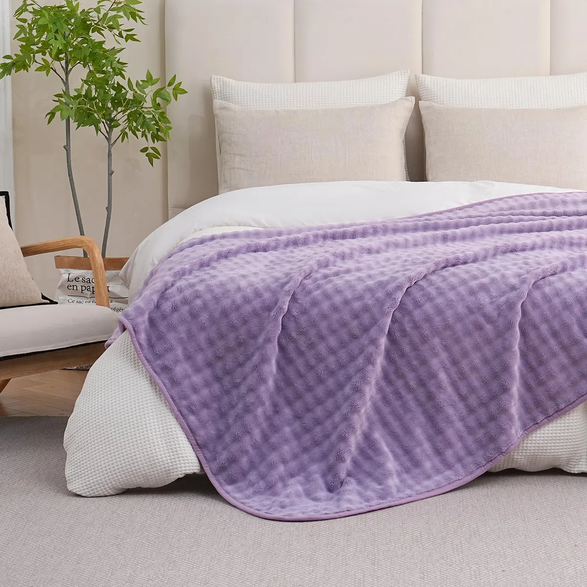 Manta impermeable para cama, sofá, coche, manta suave a prueba de fugas con patrón de burbujas 3D, manta reversible a prueba de agua para mascotas, perros, gatos, cachorros (60 x 80 pulgadas