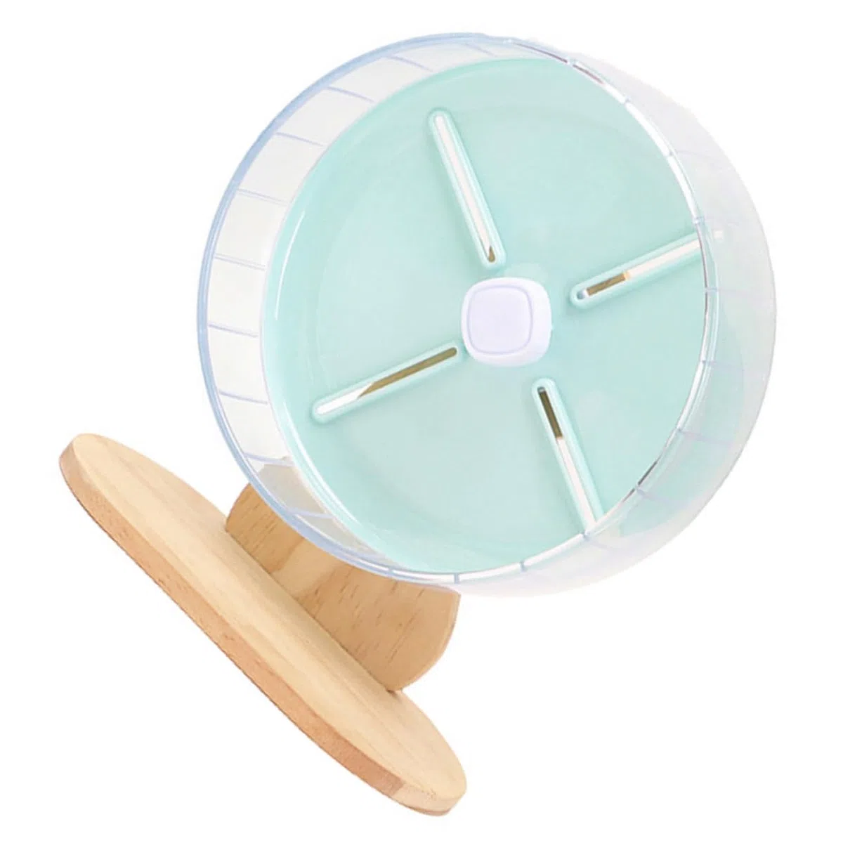 FRCOLOR Rueda para Hámster Silenciosa Soporte, Rueda de Ejercicio para Roedores Pequeña de 20 Cm, Material Abs y Madera, Adecuado para Jaulas de Mascotas y Aumentar Su Actividad
