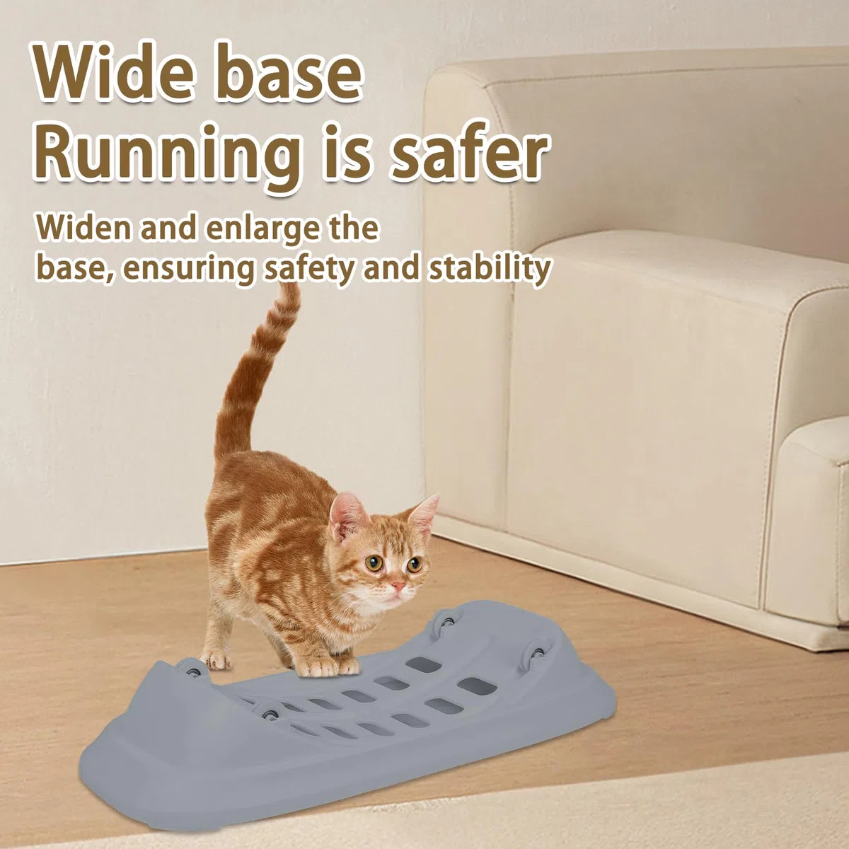 Rueda para gato grande, rueda de ejercicio silenciosa de ABS sólida, soporta hasta 15 kg, para gatos de interior activos, base antideslizante, fácil de montar y limpiar-gris
