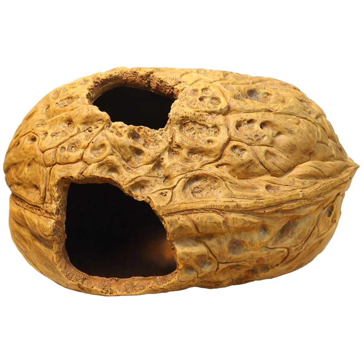 Escondite para reptiles, cueva de nogal para gecko leopardo, decoración de terrario de gecko, accesorios de resina 19 x 12 cm, refugio protegido, fácil acceso, apertura visual