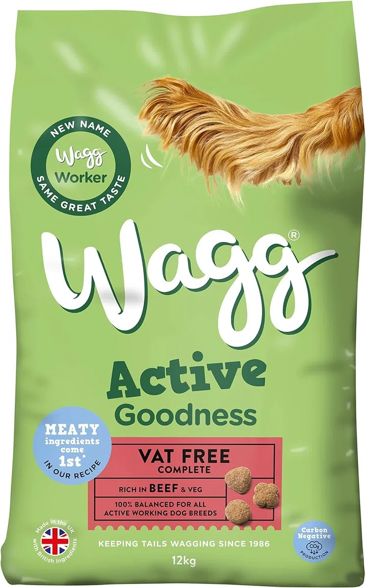 Wagg Active Goodness Alimento seco Completo para Perros Adultos con Carne y Verduras, 12 kg, para Todas Las Razas de Perros de Trabajo Activos