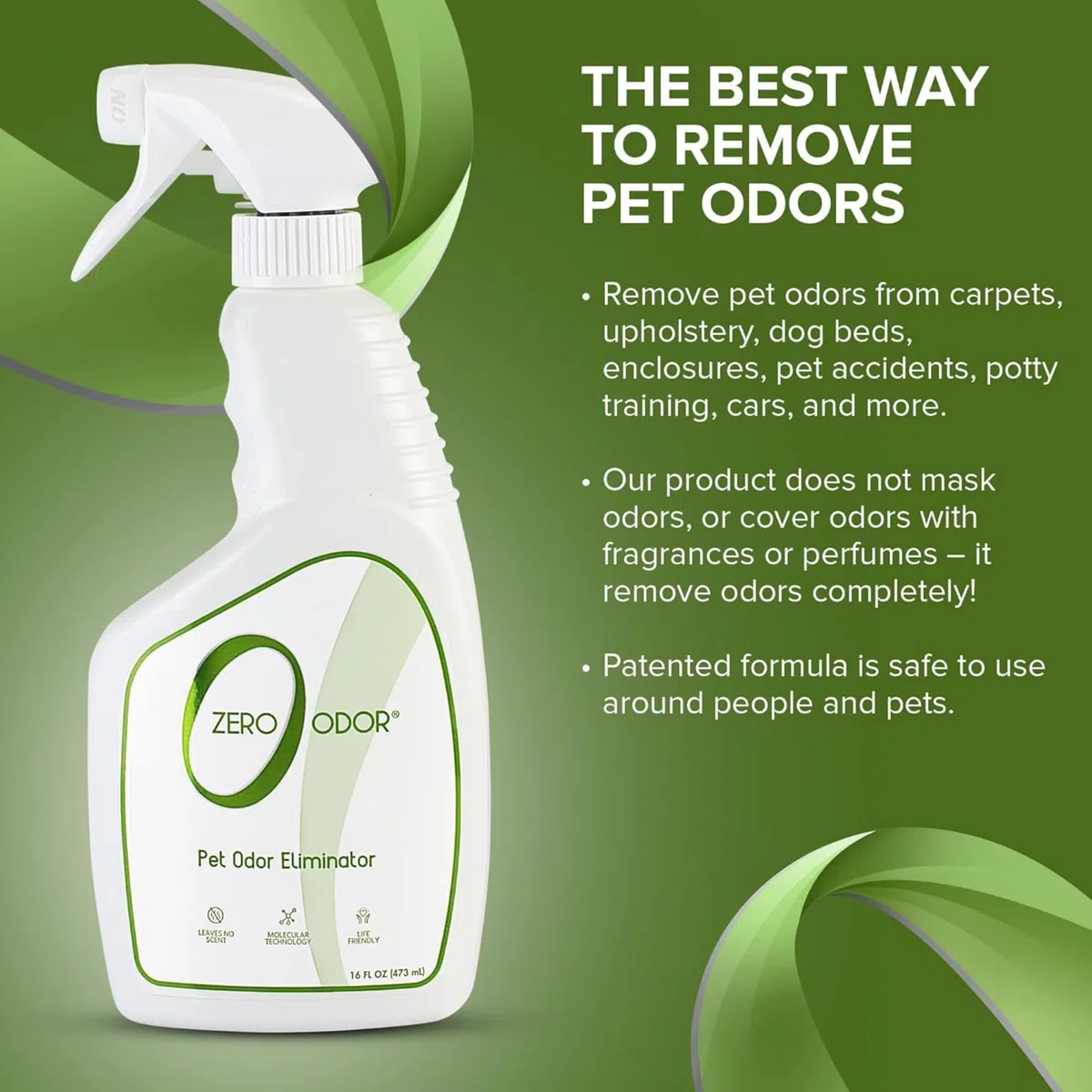 Zero Odor Eliminador de olores de Mascotas, Limpiador de Aire, purificador y Desodorante, más Que un ambientador, Realmente Elimina los olores a Nivel Molecular, Spray de gatillo (16 onzas)