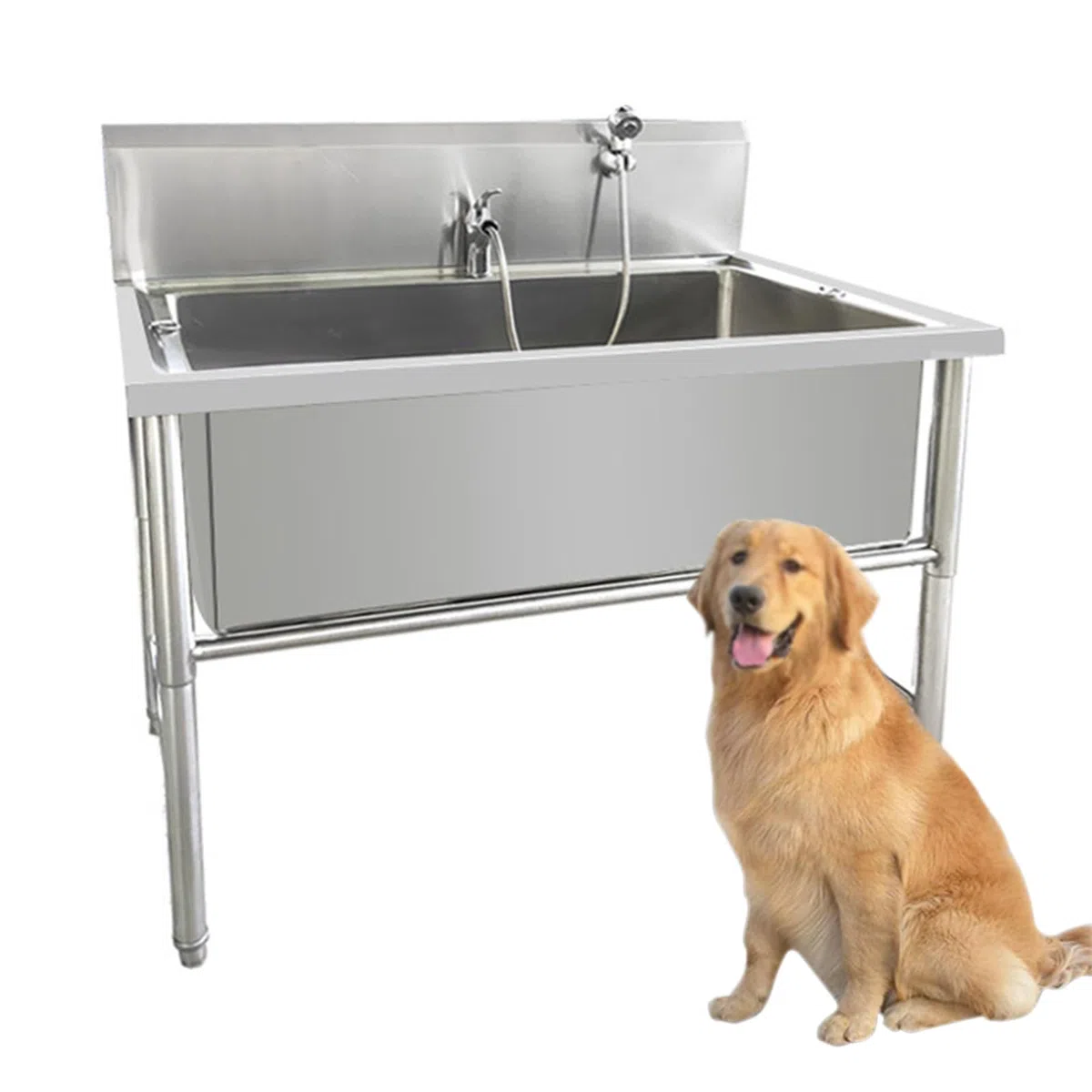 Bañera Para Perros,Estación De Baño Para Lavado De Mascotas Para El Hogar,Estación De Baño Profesional De Acero Inoxidable Para Perros,Lavabo De Ducha,Bañera Para Mascotas,Para Perros Grandes(100cm/39
