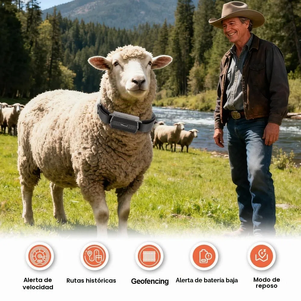 Rastreador GPS con Collar para Perros, Caza, Ganado, Caballos, ovejas y Camellos. Localizador GPS IP66 Resistente al Agua. Posicionamiento en Tiempo Real No Requiere suscripción para Animales Grandes