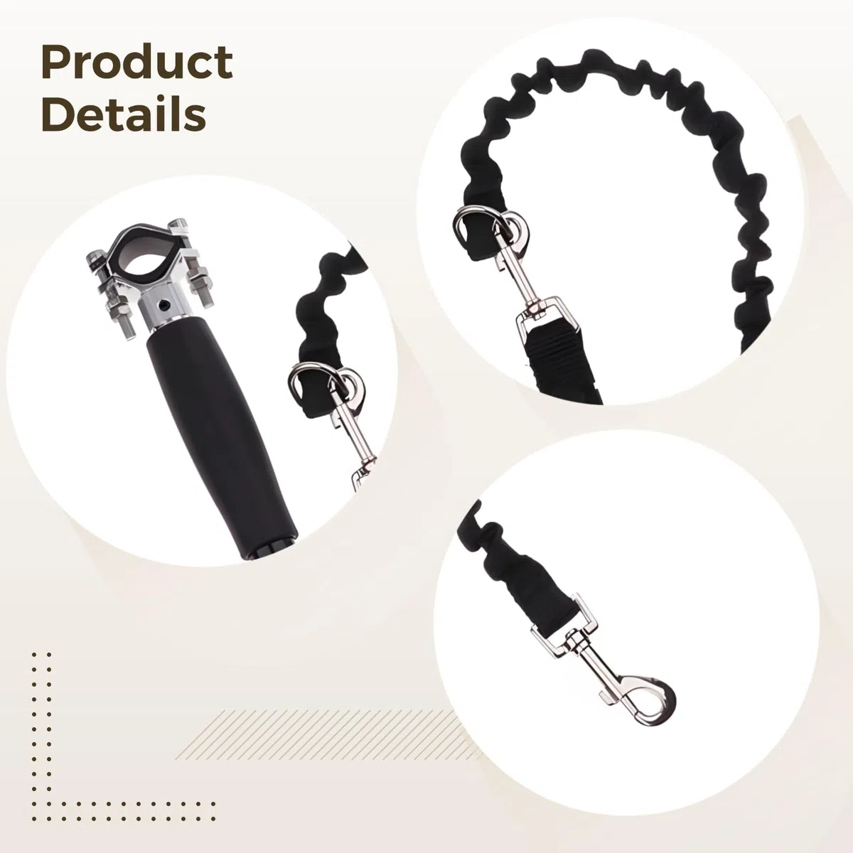 Accesorio para correa de bicicleta para perro, andador manos libres con varilla de acero inoxidable, correa elástica para correr, fácil de instalar para paseos seguros, diseño universal seguro para