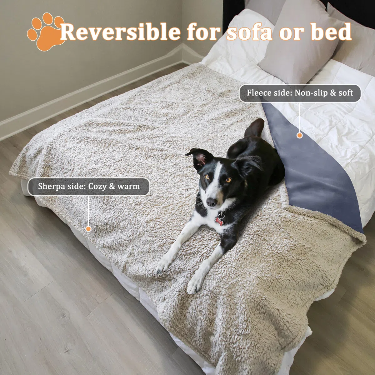 Kritter Planet Manta Impermeable para Perros Manta para Mascotas a Prueba de Líquidos Cama para Cachorros Gatos Sherpa Funda Protectora para Sofá, Cama, Asiento de Coche, 229 x 203 cm
