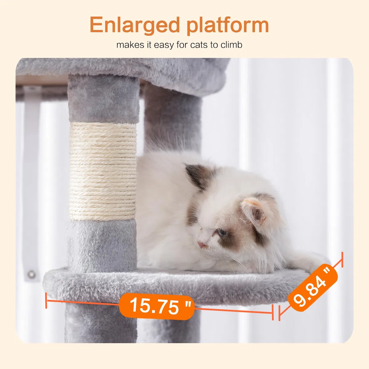 Heybly Arbol para Gatos, Altura 153 cm,con 7 Postes Rascadores, Plataformas, Cesta, Cueva, Hamaca, Pompones, Adultos Torre de Gatos Casita Juego para Mascota Gris Claro HCT050W