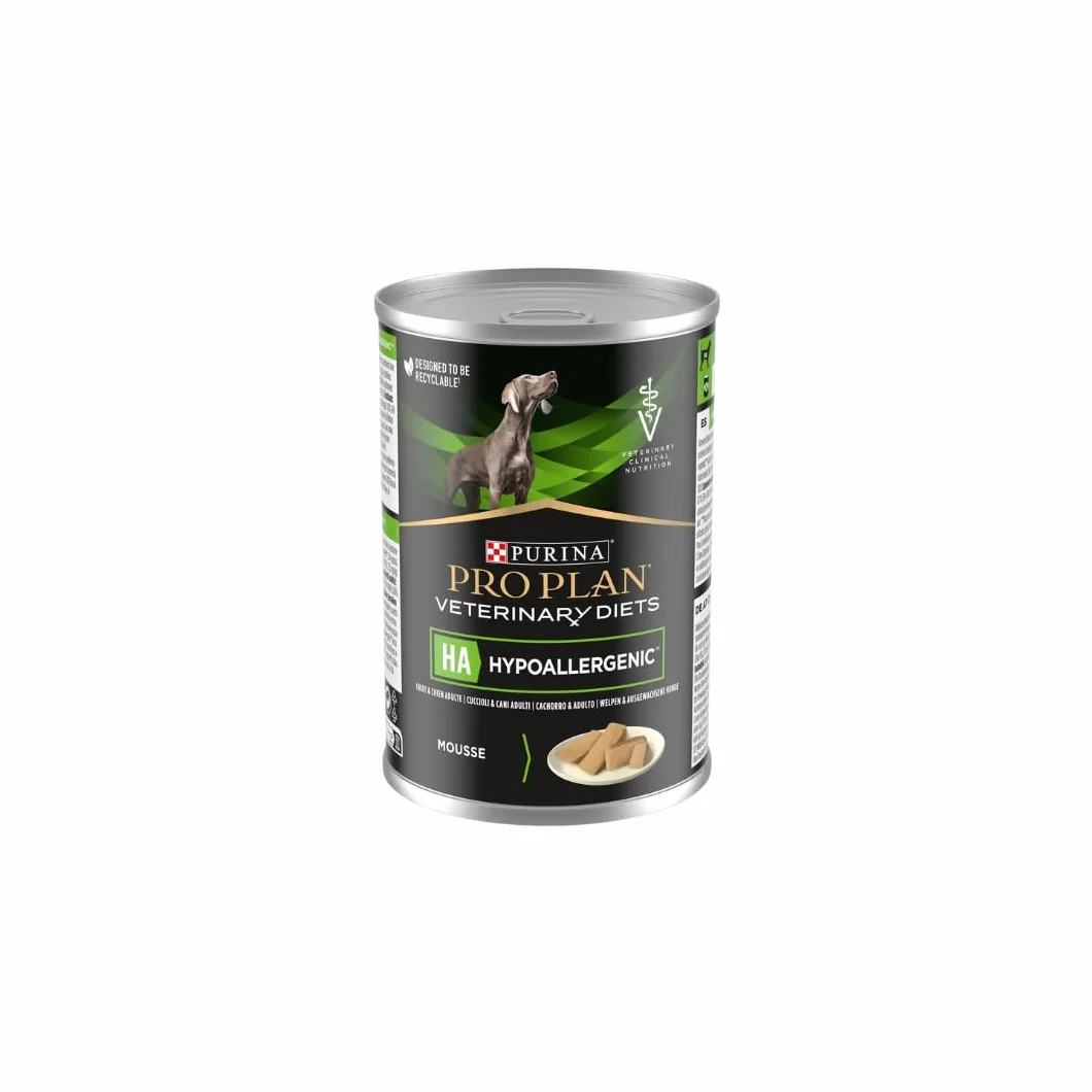 PURINA Pro Plan Veterinary Diets HA Hipoalergénico | 12 x 400 g | Alimento dietético Completo para Cachorros y Perros | Puede contribuir a Reducir Las intolerancias alimentarias