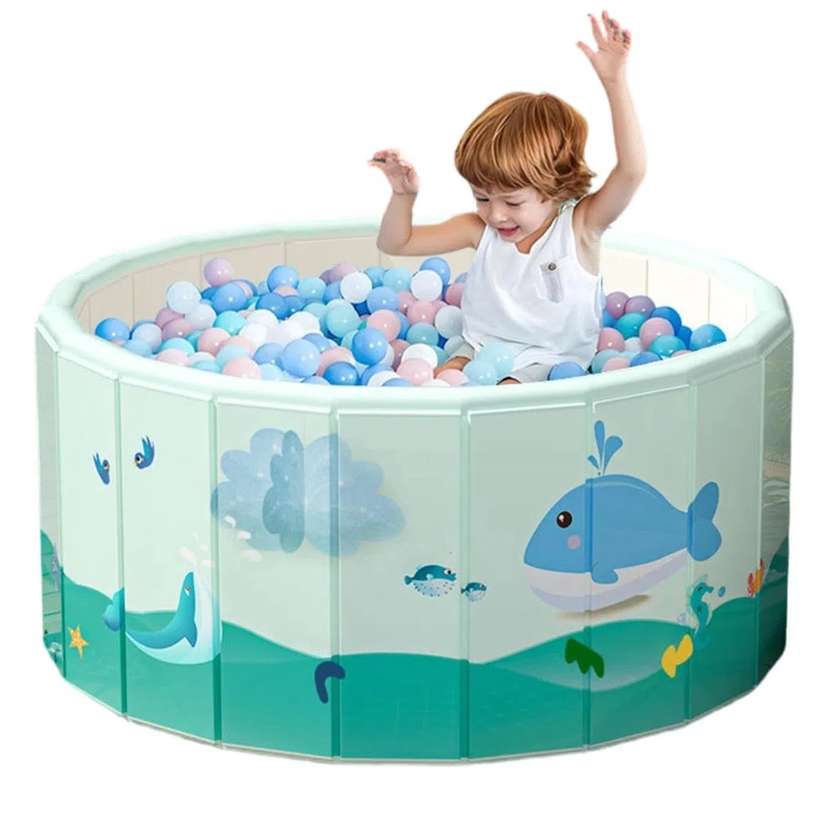 Piscina Plegable No Inflable - Bañera Portátil Interactiva De PVC | Piscina Esférica Exterior con Agujero De Drenaje En El Fondo para Adultos, Familia, Perro, Mascota