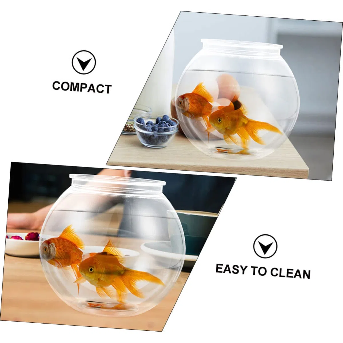 Toyvian Acuario Redondo Transparente Pequeño para Peces Pecera Decorativa de Plástico Resistente Pecera de Escritorio para Decoración de y Oficina