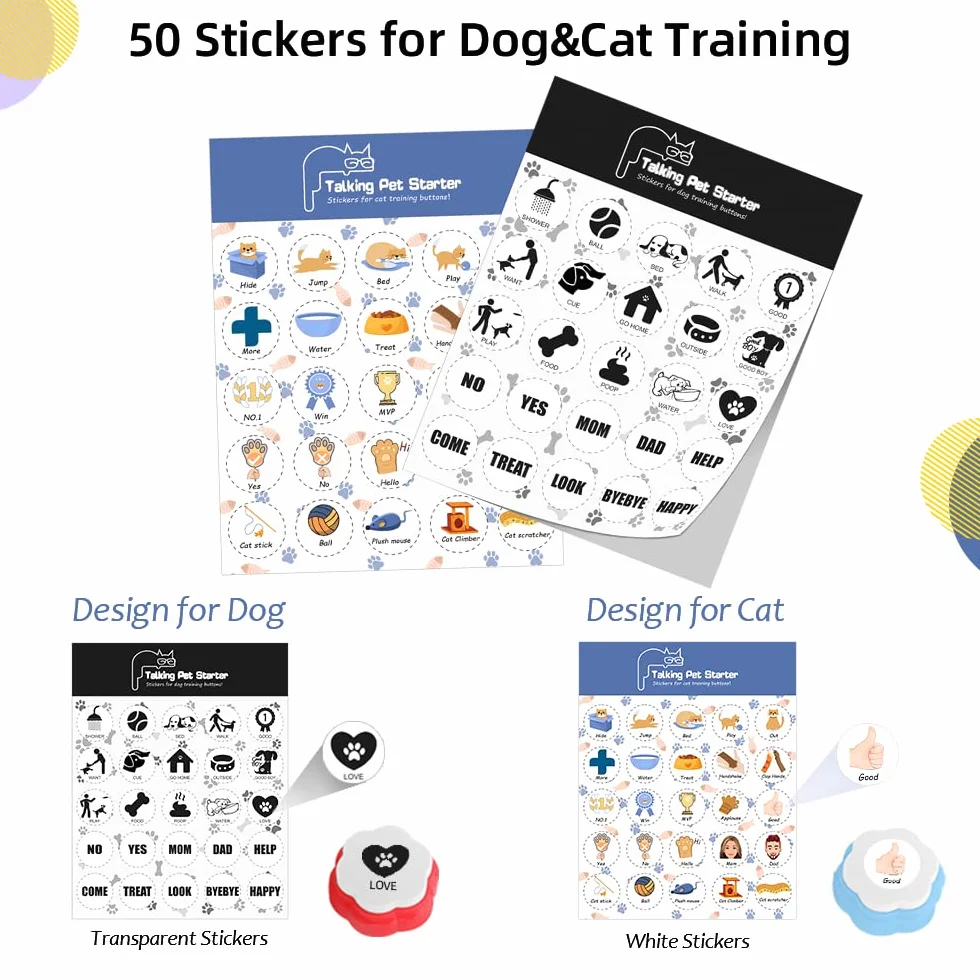 8 Botones de Comunicación para Perros, Botones de Comunicación para Perros, 8 Botones, 100 Pegatinas, Deja Hablar a tu Mascota, para Gatos y Perros Pequeños